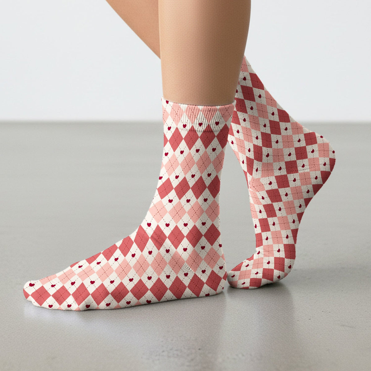 Red Argyle Plaid Nurse Socks