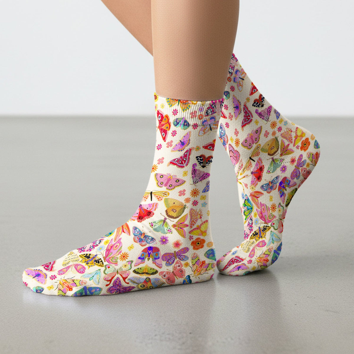 Colorful Butterfly Floral Nurse Socks