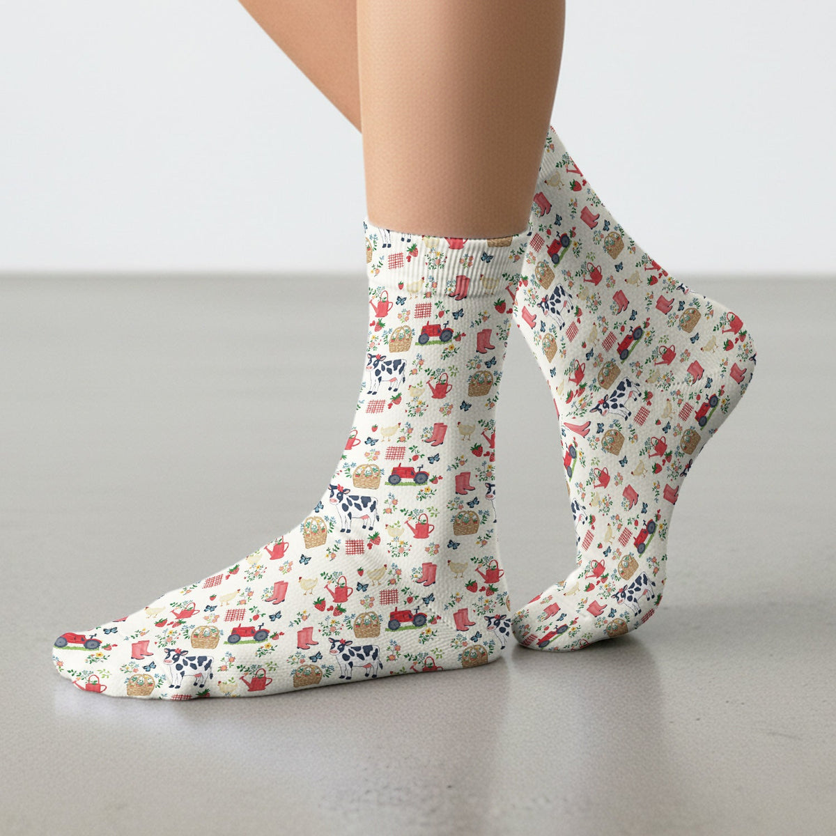 Cow Chicken Farm Nurse Socks