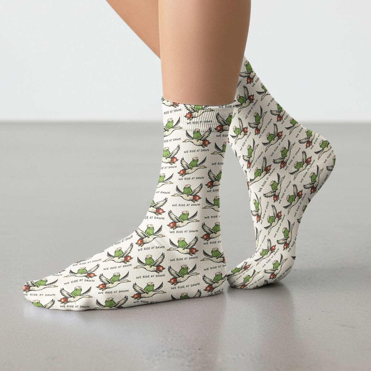 Frog Riding Goose Nurse Socks