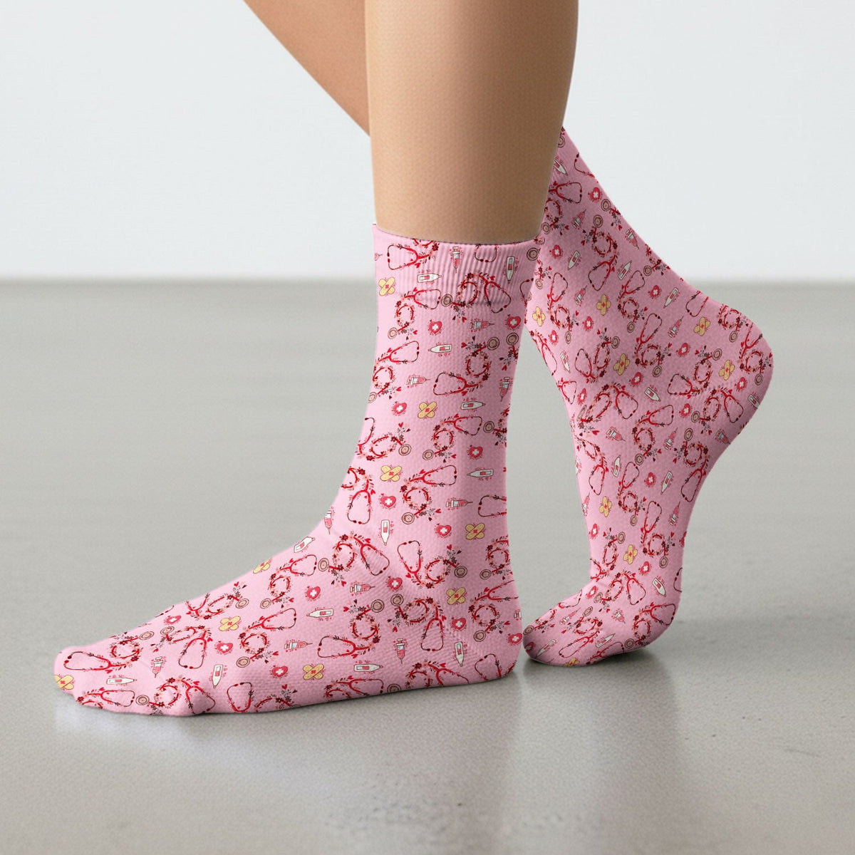 Heart Stethoscope Nurse Socks