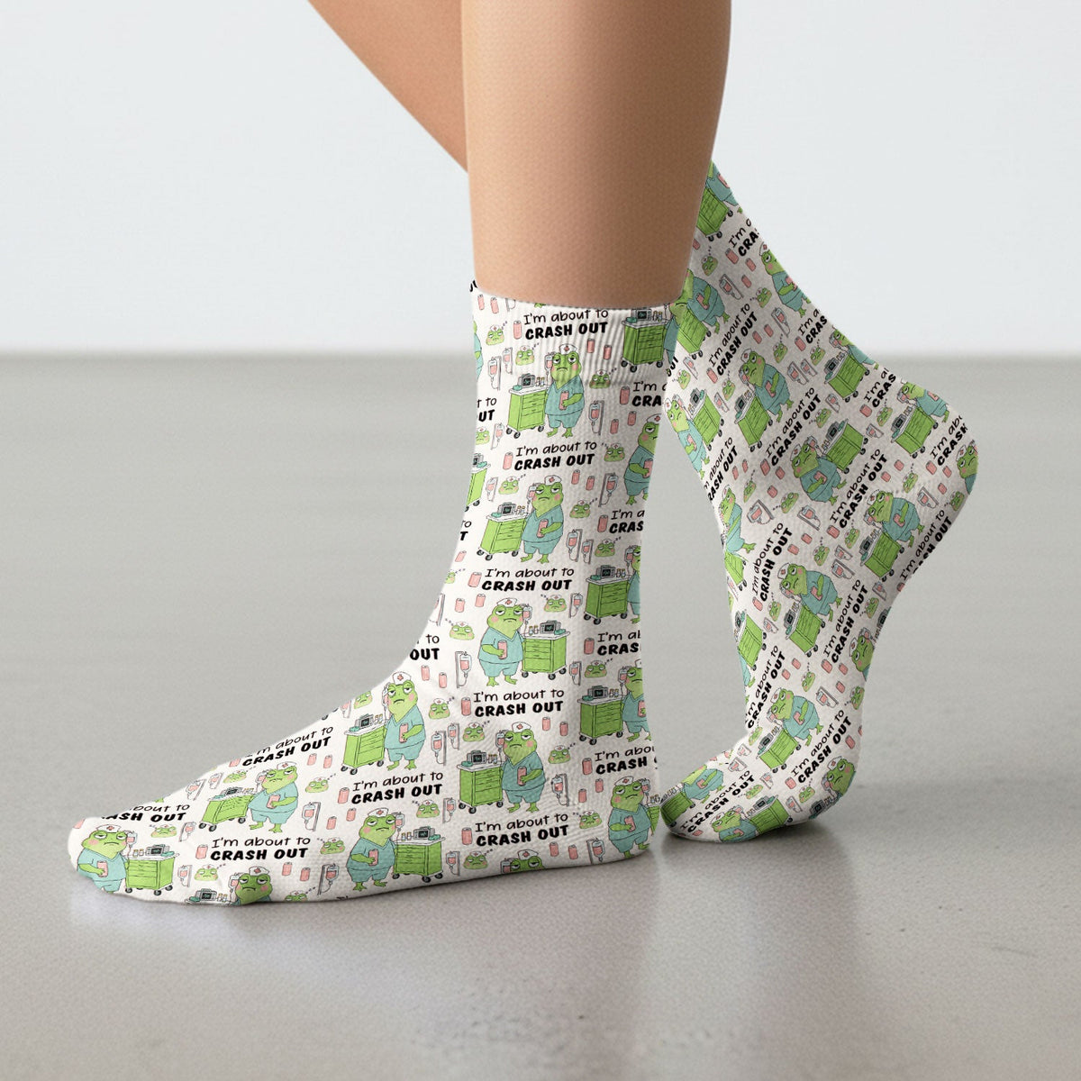 Crash Out Frog Nurse Socks
