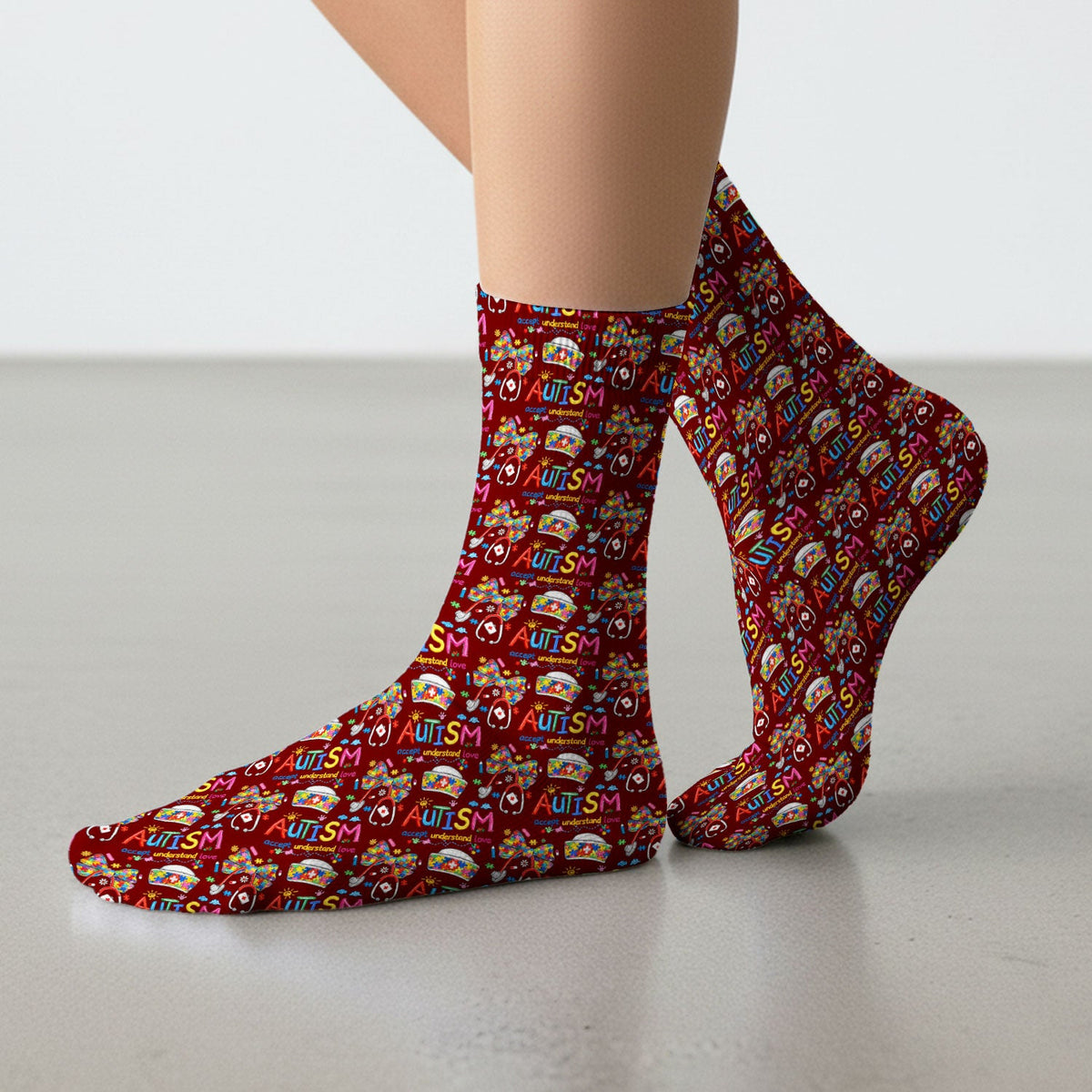 Autism Awareness Accept Understand Love Nurse Socks
