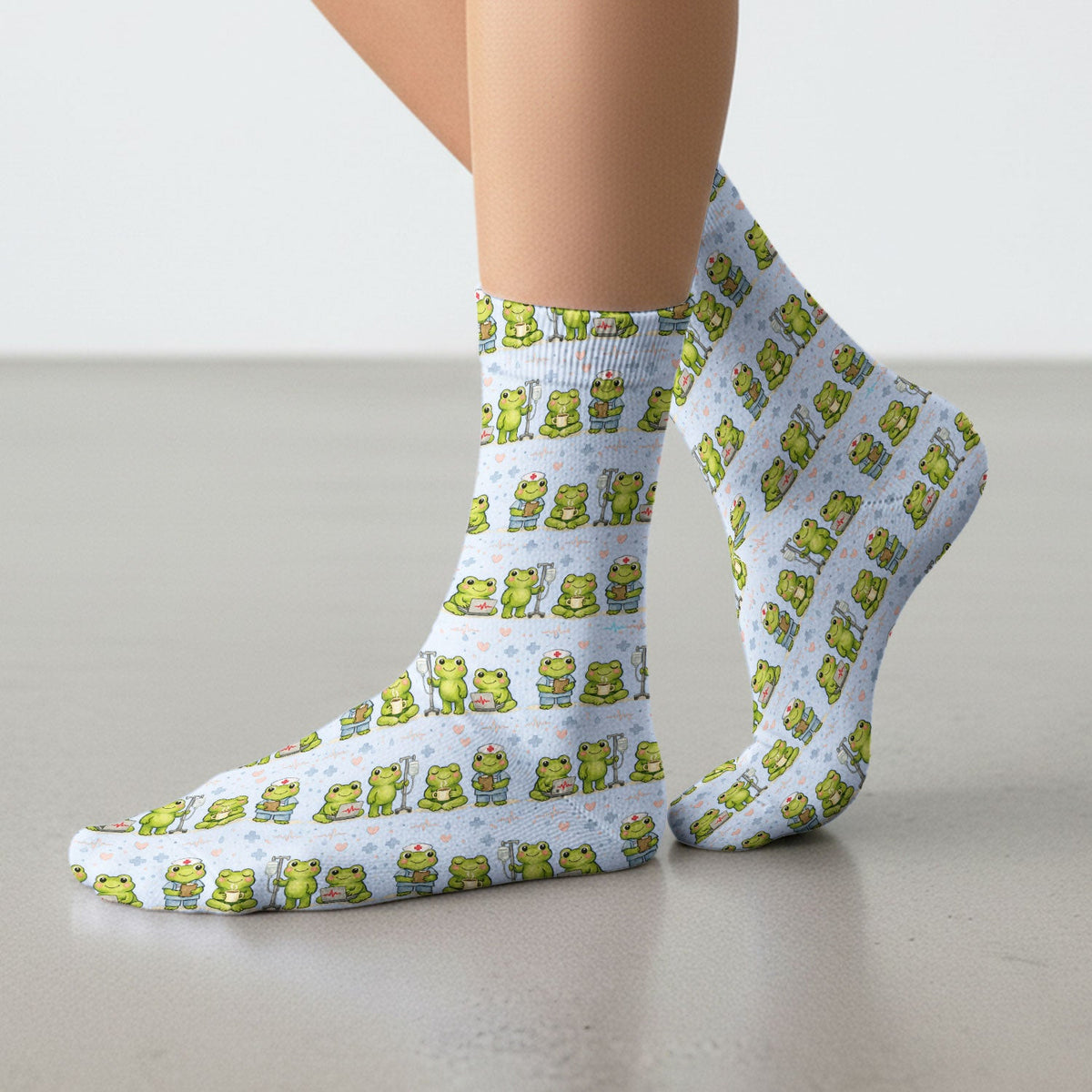 Adorable Frog Various Poses Nurse Socks