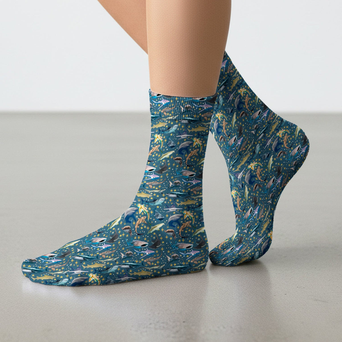 Colorful Shark Ocean Nurse Socks
