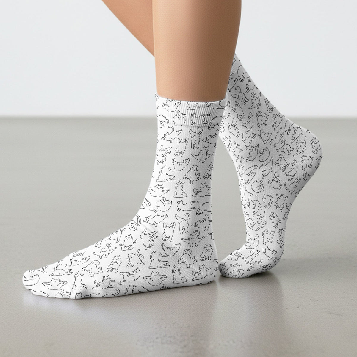 Cat Outline Playing Nurse Socks