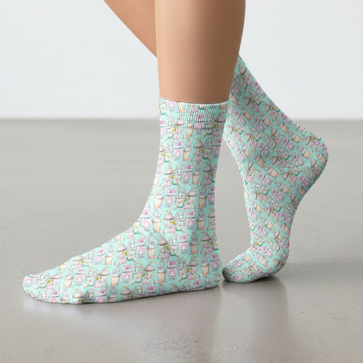 Bunny Coffee Cup Nurse Socks - Easter Gift