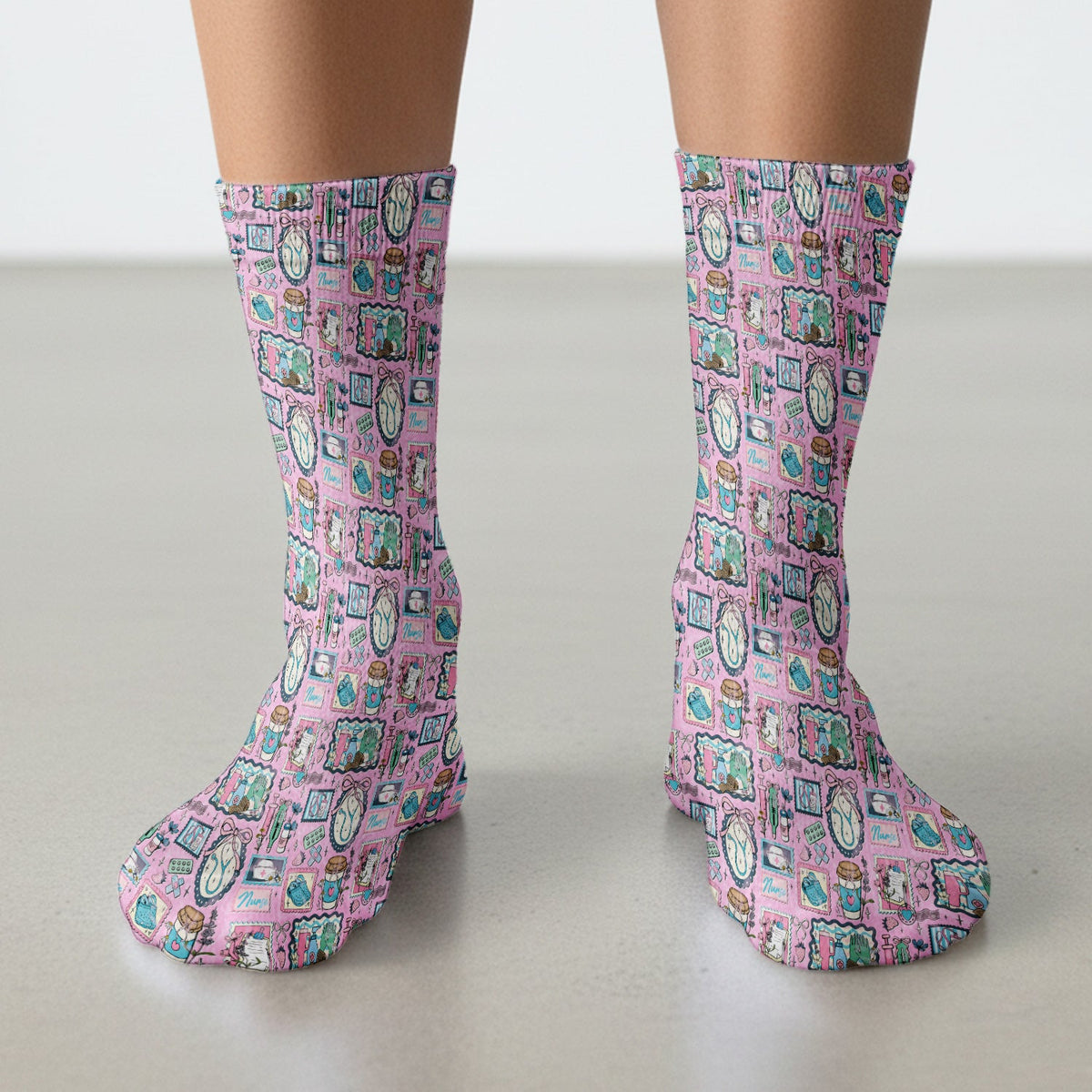 Stethoscope Syringe Frame Nurse Socks