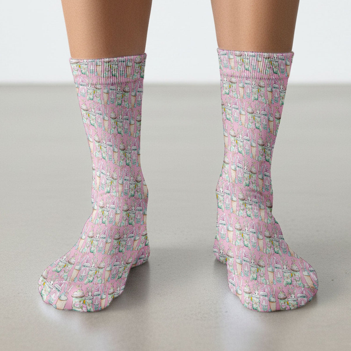 Bunny Coffee Cup Nurse Socks - Easter Gift