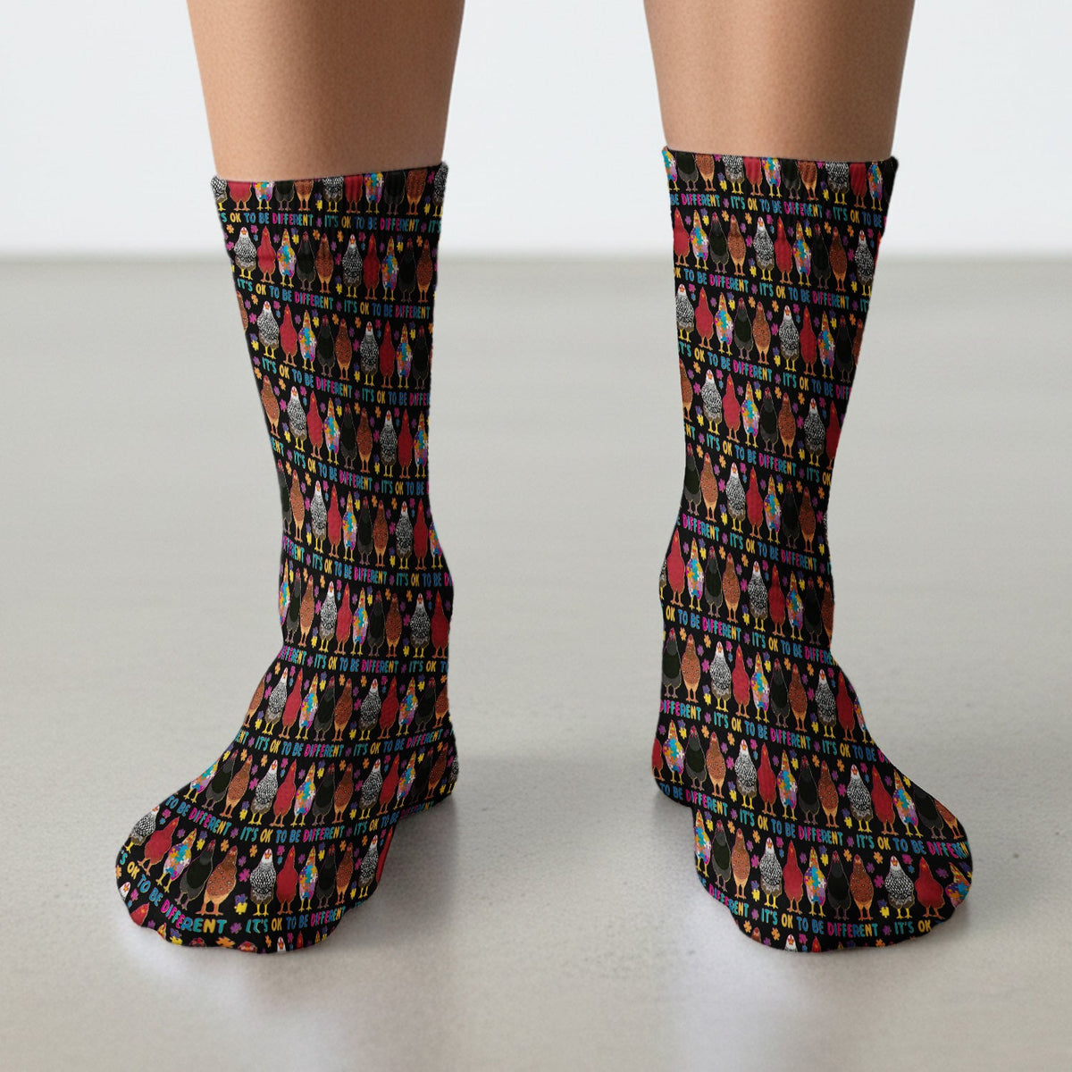 Autism Chicken It's OK To Be Different Nurse Socks
