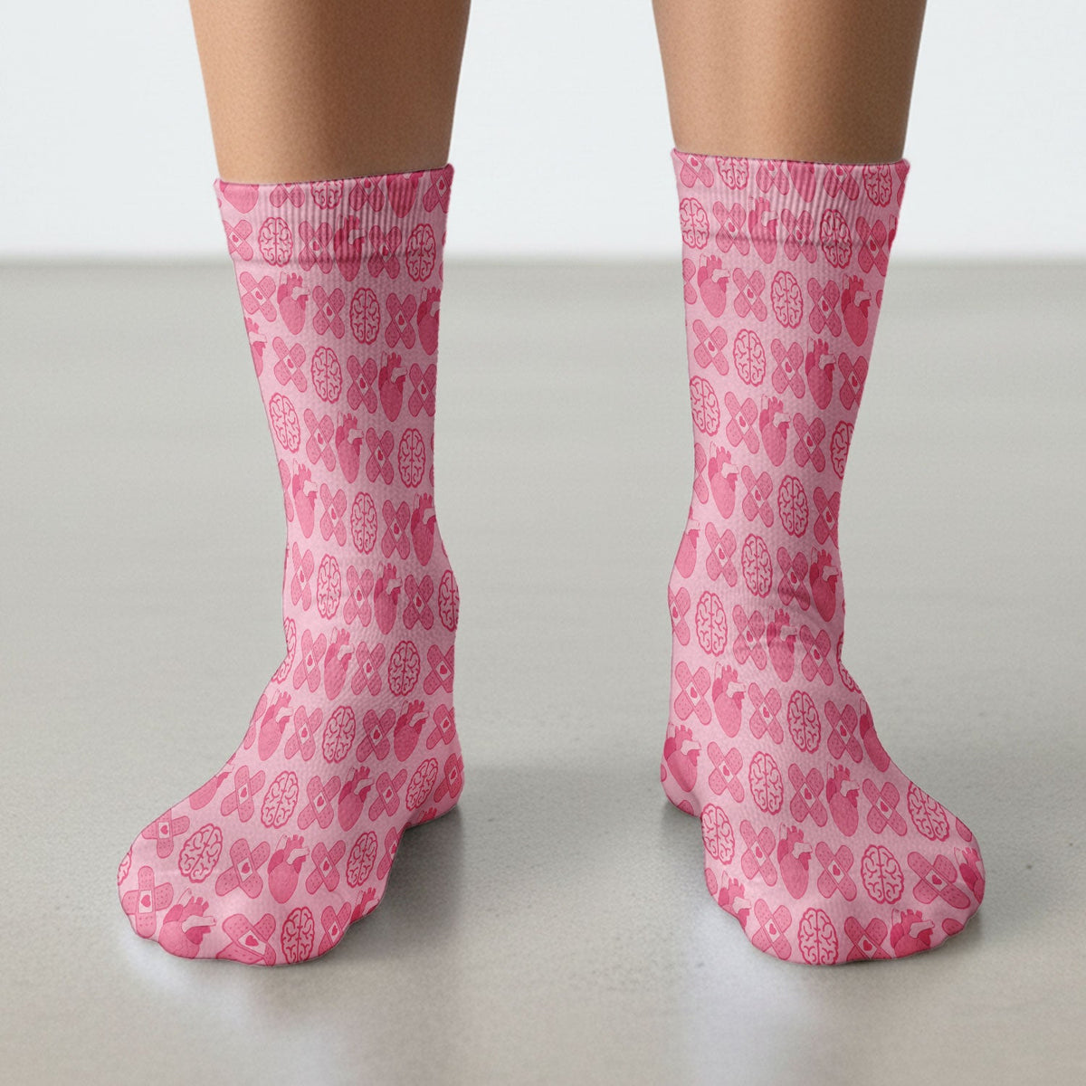 Heart Brain Medical Icon Nurse Socks