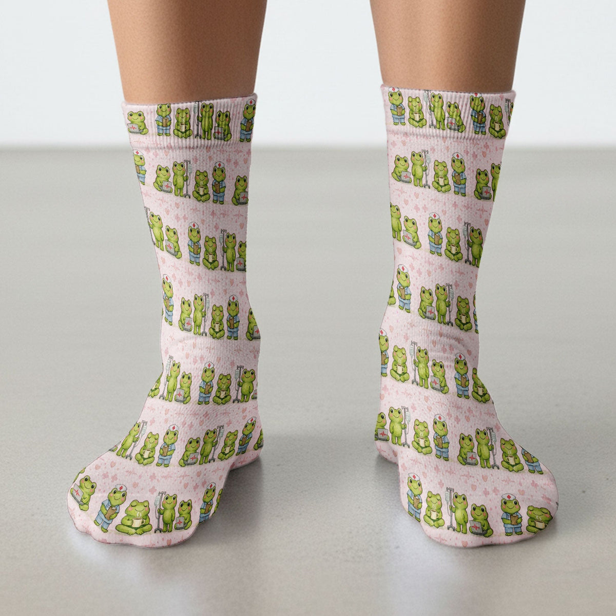 Adorable Frog Various Poses Nurse Socks