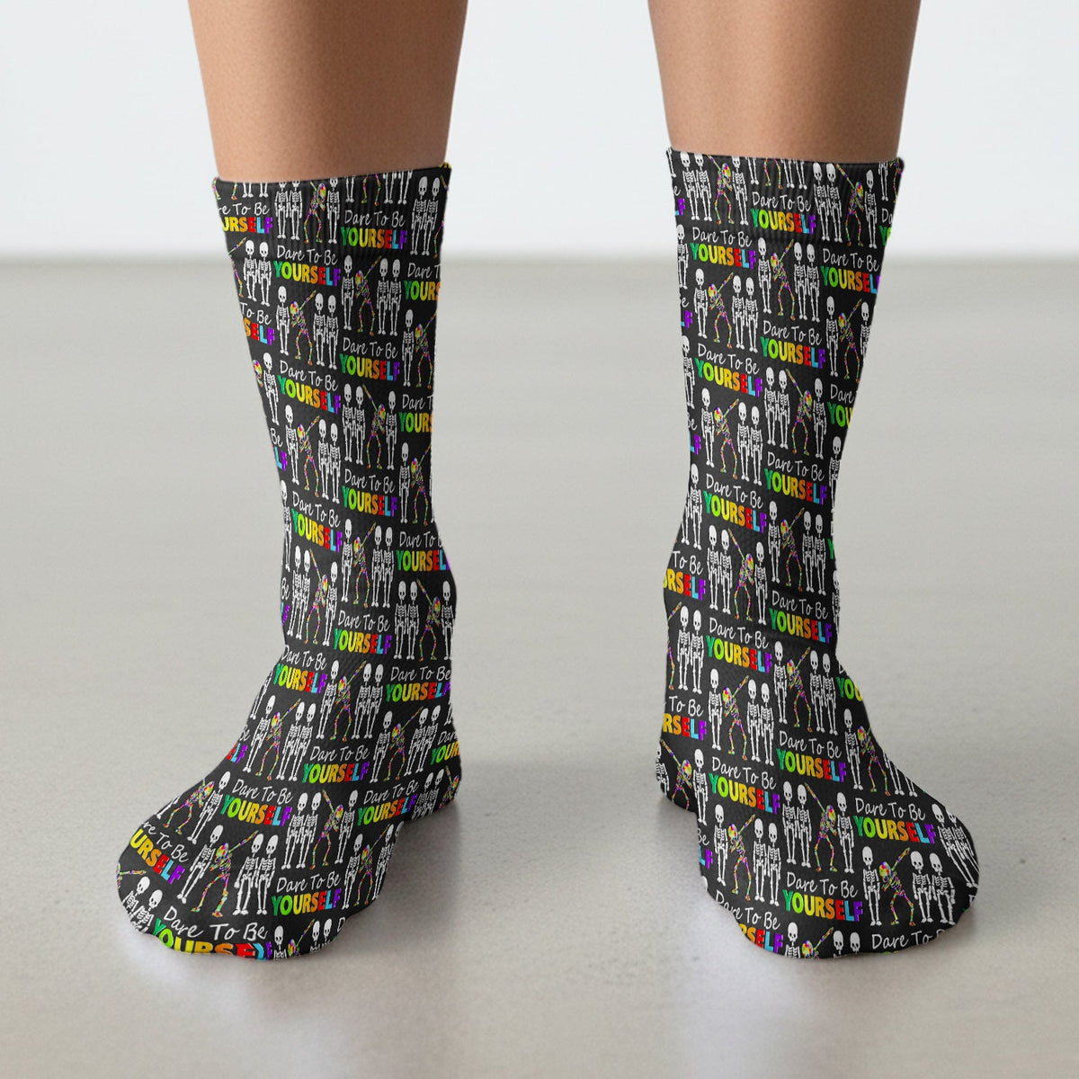 Rainbow Skeleton Dare To Be Yourself Nurse Socks