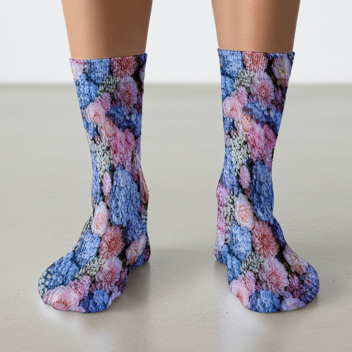 Pastel Hydrangea Rose Blossom Nurse Socks