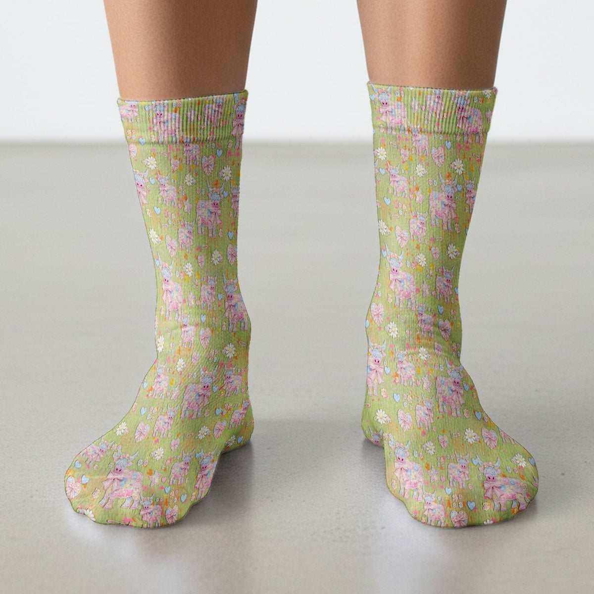 Girly Cow Daisy Pastel Nurse Socks