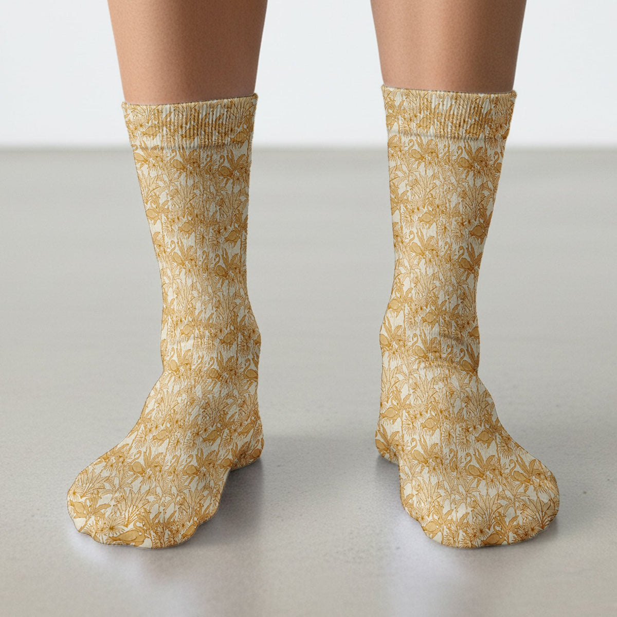 Tropical Flamingo Palm Leaves Nurse Socks