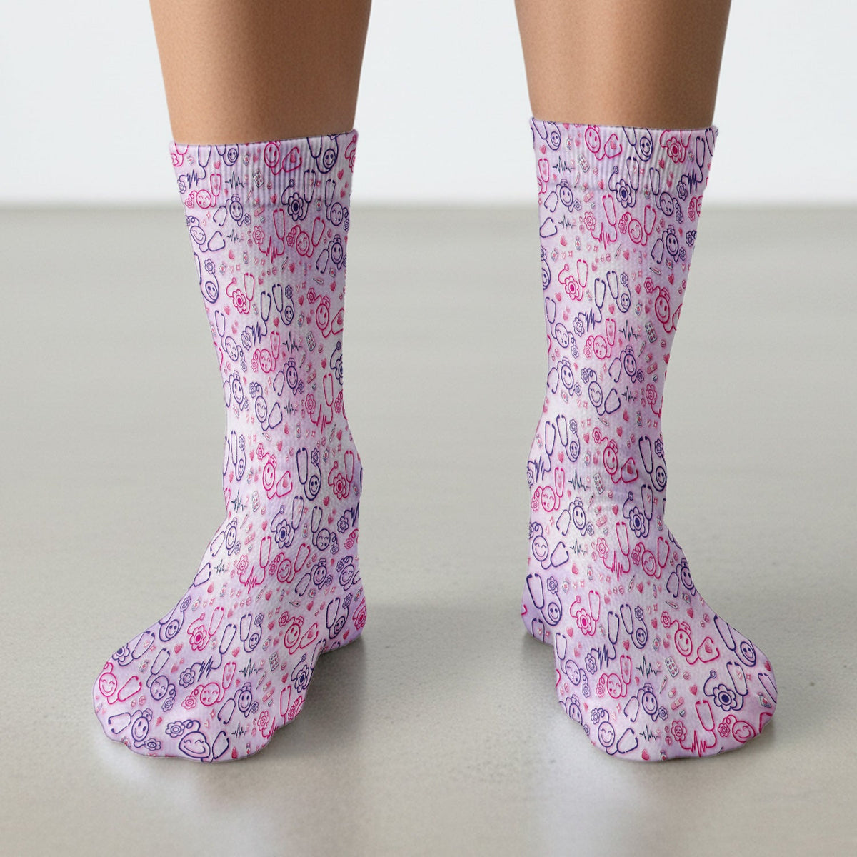 Stethoscope Heart Icon Nurse Socks