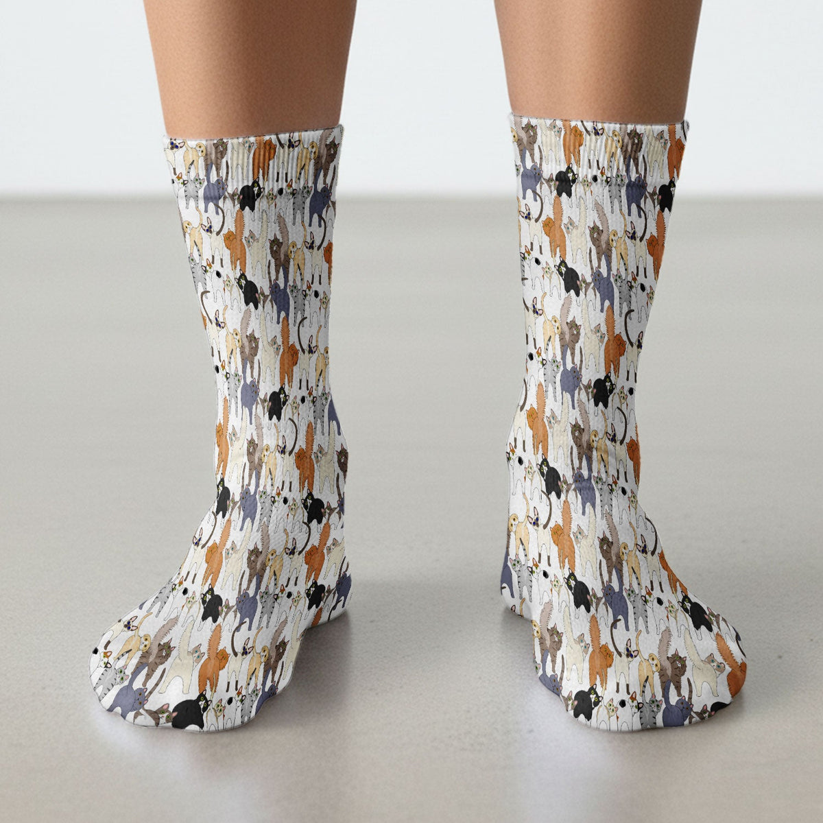 Whimsical Multicolor Cat Cartoon Nurse Socks