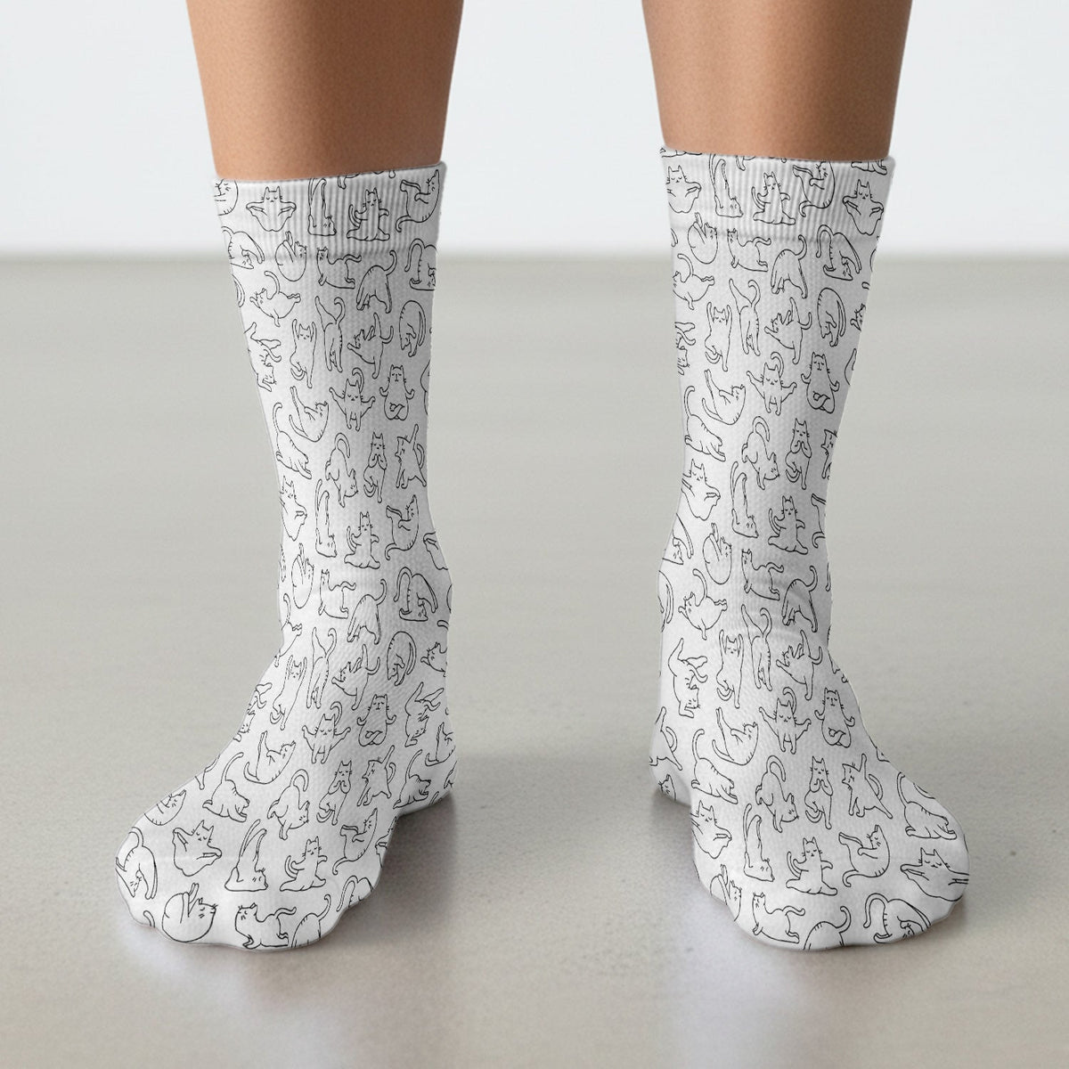 Cat Outline Playing Nurse Socks
