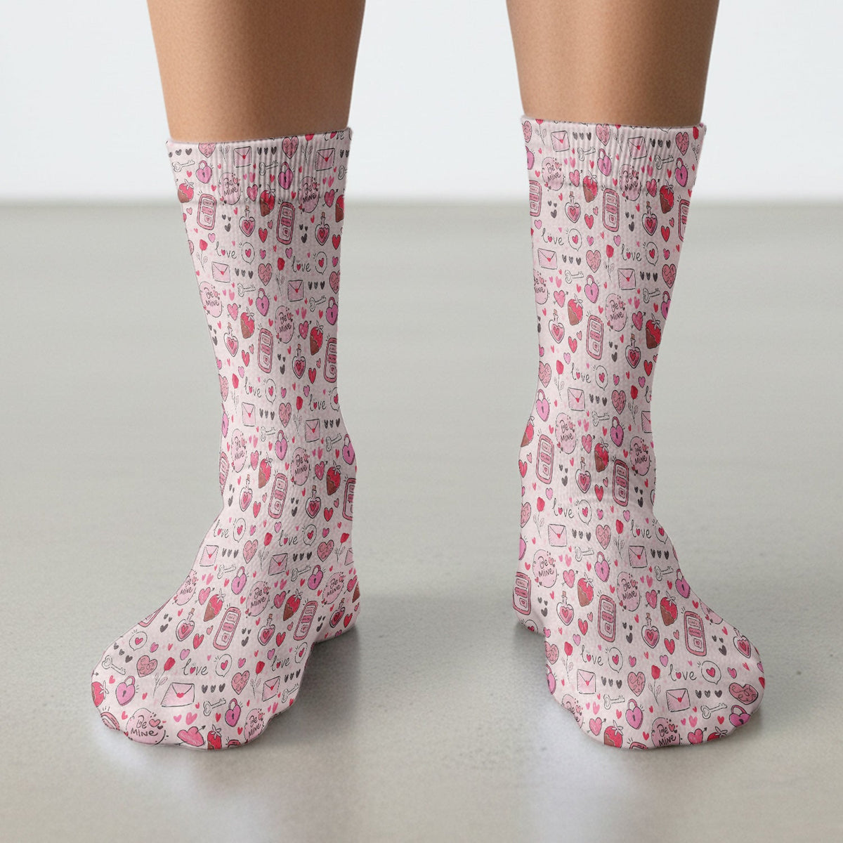Be Mine Pink Heart Valentine Nurse Socks