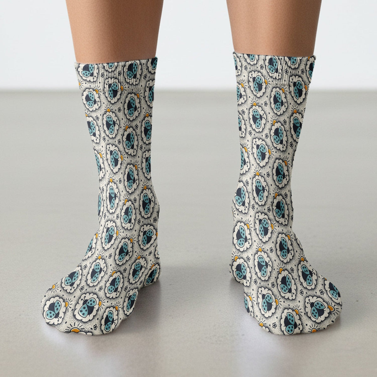 Ladybug Floral Frame Nurse Socks