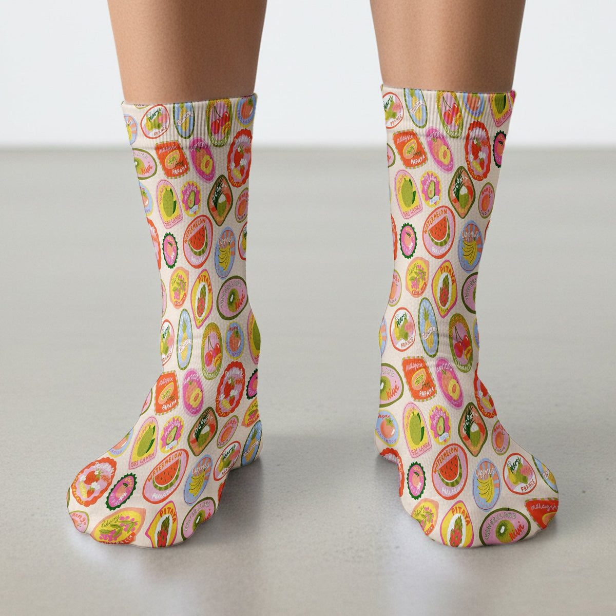 Summer Colorful Fruit Sticker Nurse Socks