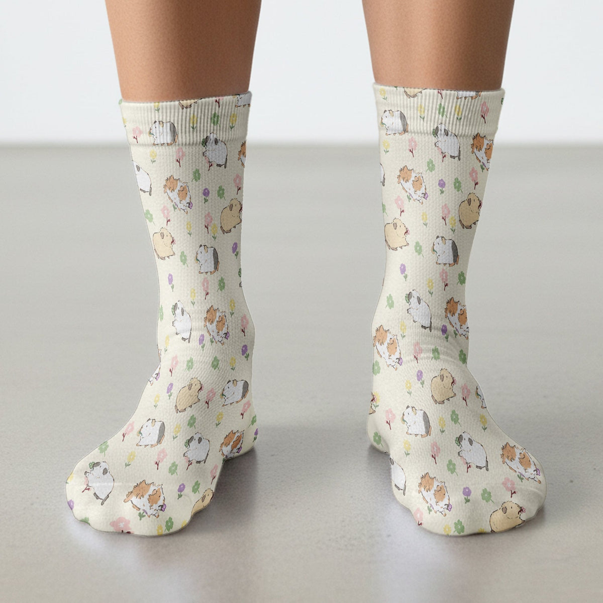Cozy Guinea Pig Floral Doodle Nurse Socks