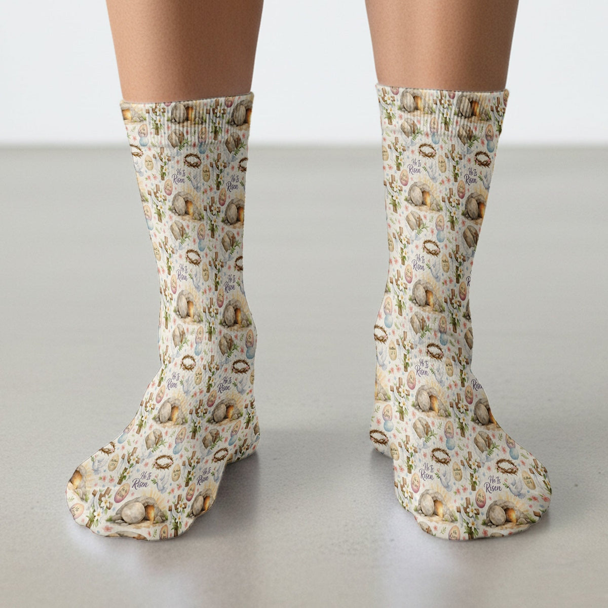 Risen Cross Tomb Lily Nurse Socks - Easter Gift