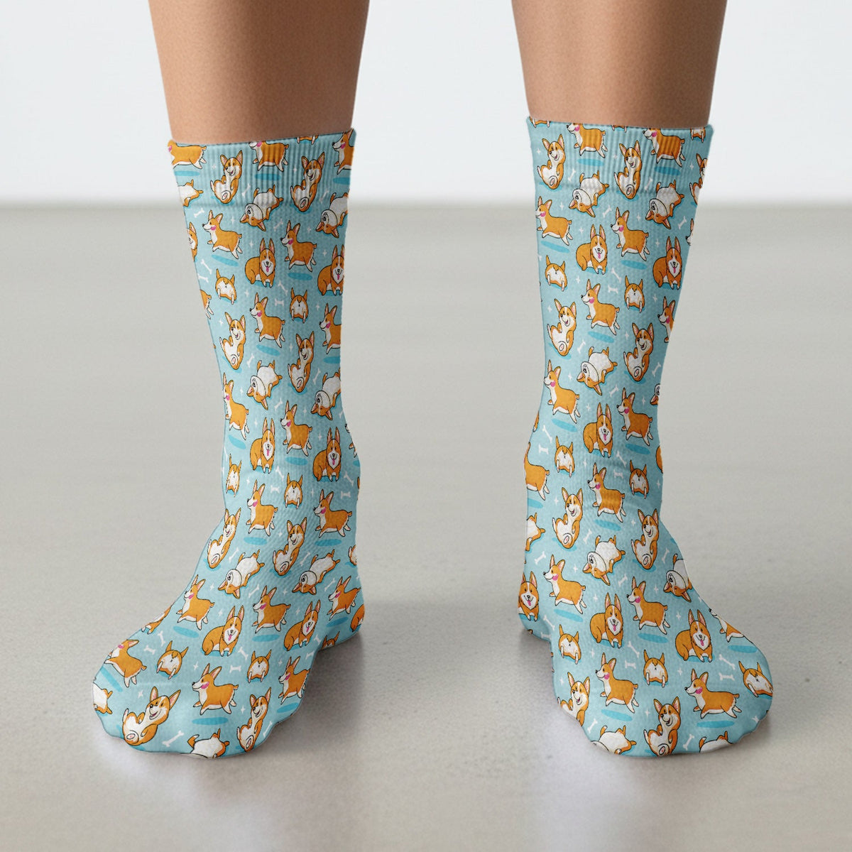 Corgi Dog Rolling Bone Nurse Socks