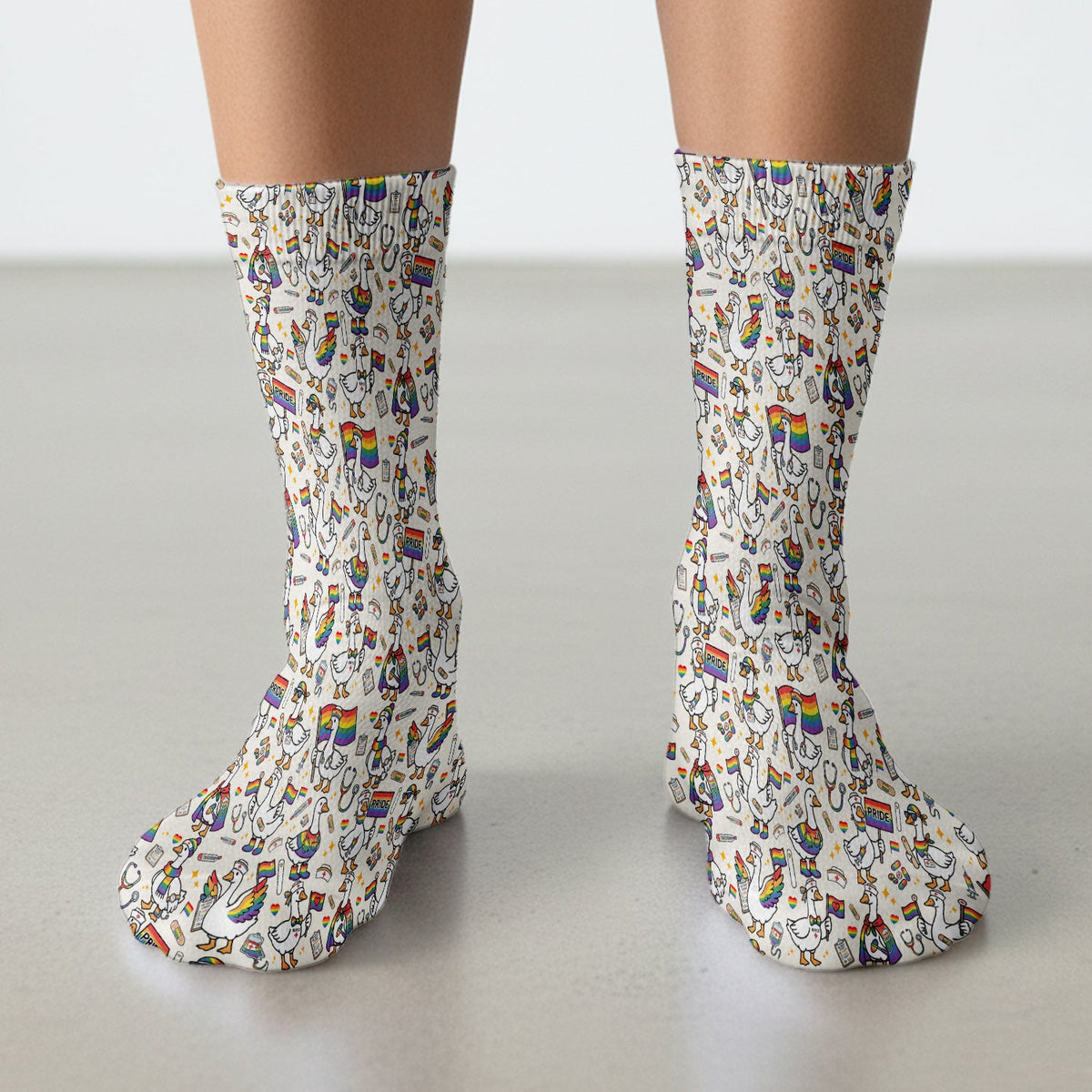 LGBT Pride Nurse Duck Socks