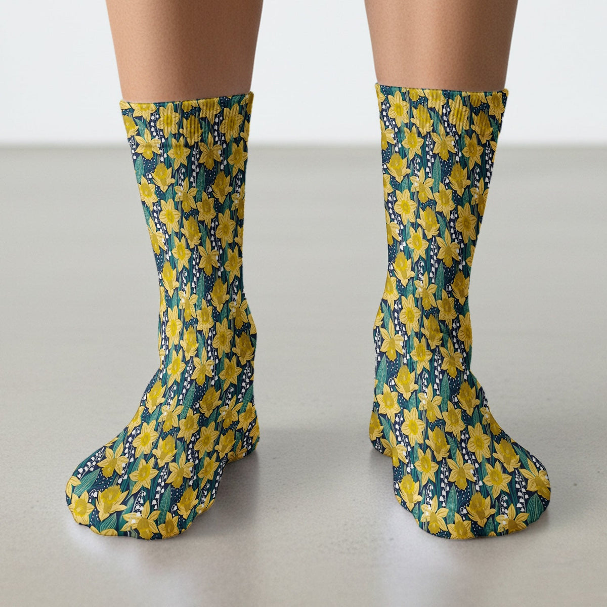 Yellow Daffodil Lily Valley Nurse Socks