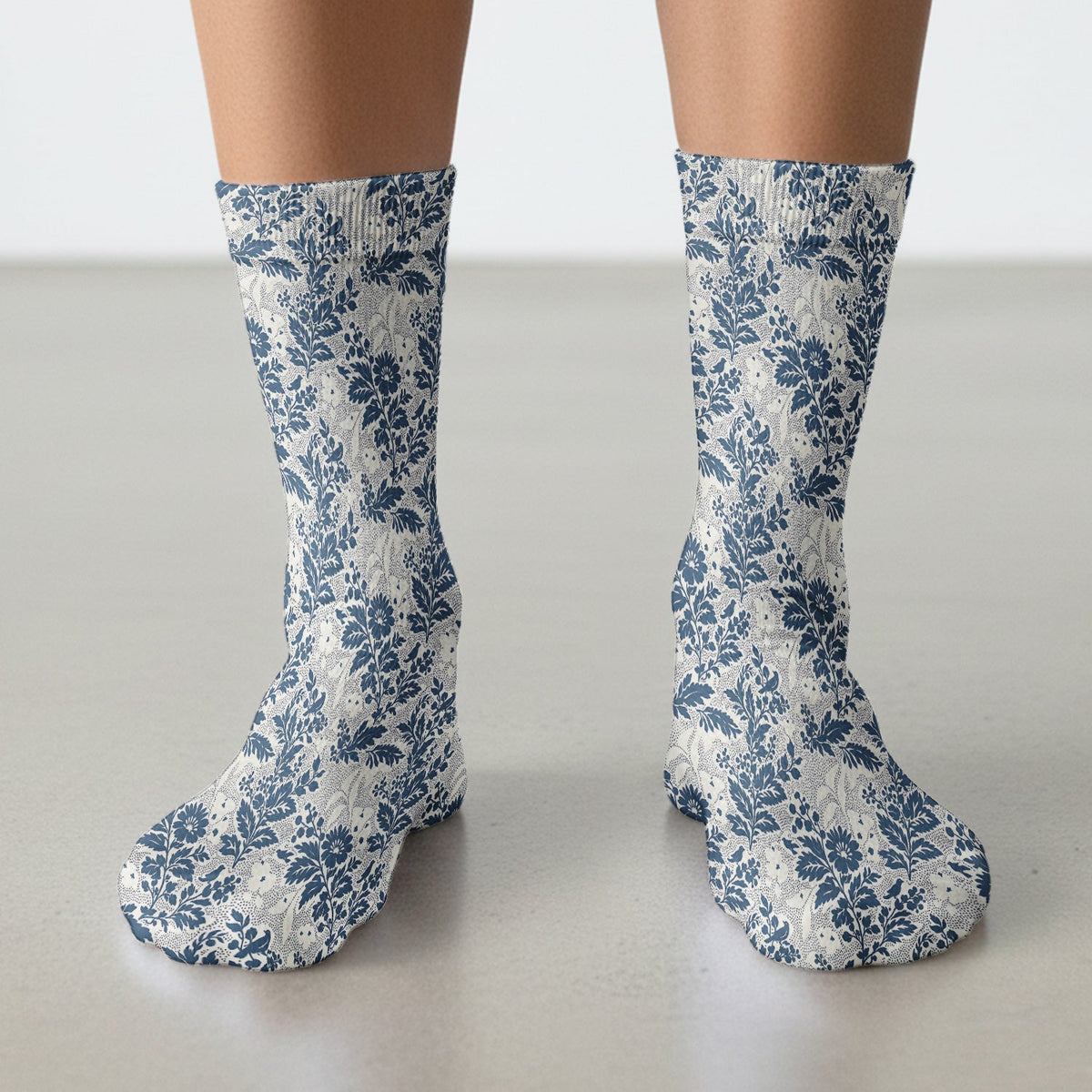 Cute Blue Floral Botanical Nurse Socks
