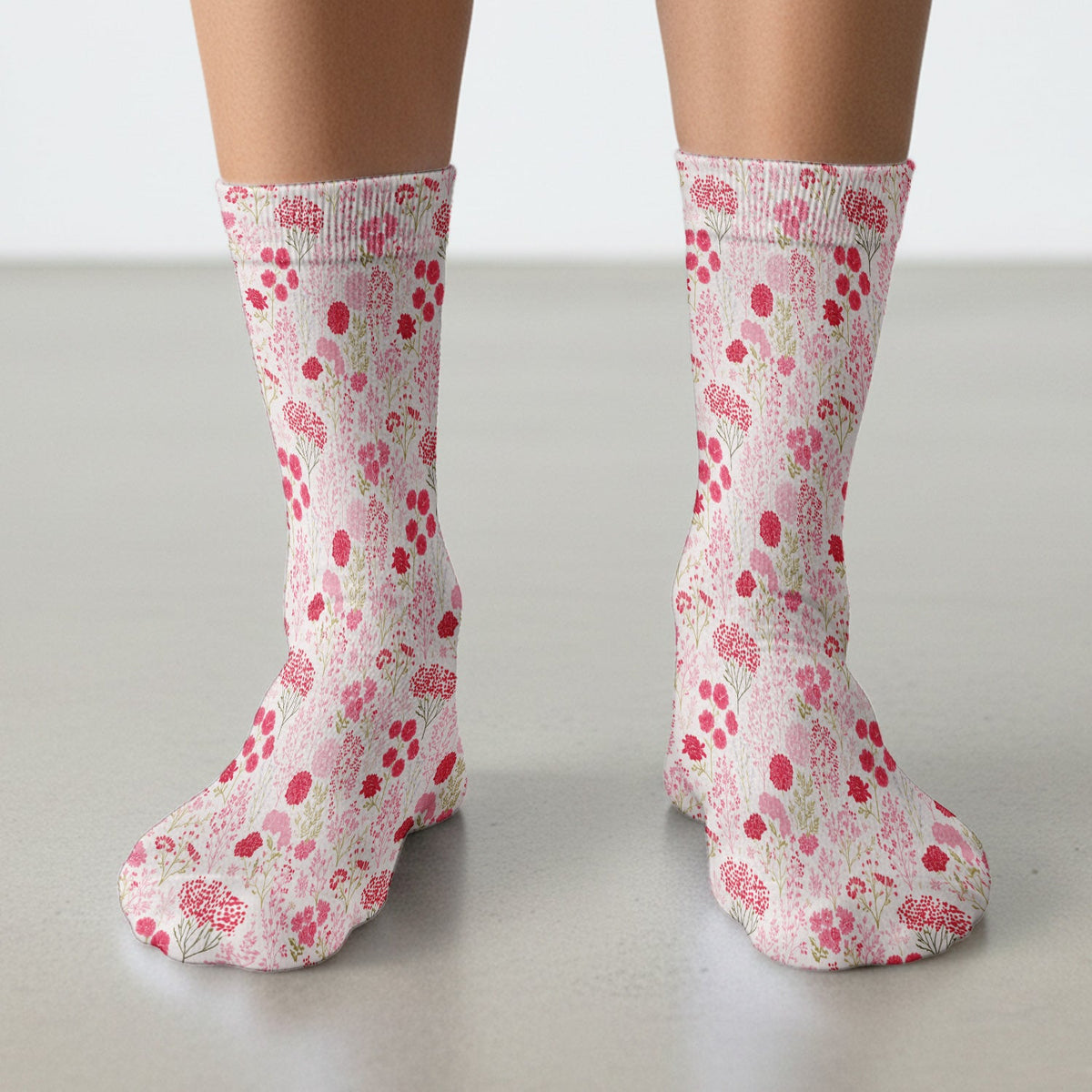 Pink Floral Allover Nurse Socks