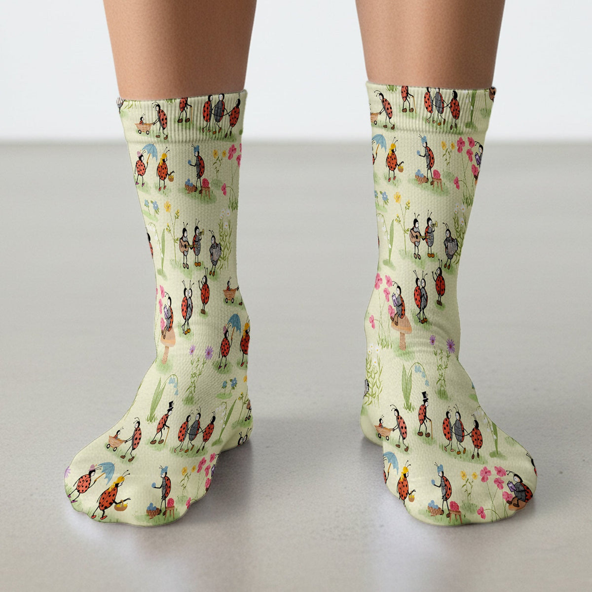 Whimsical Ladybug Garden Activity Nurse Socks