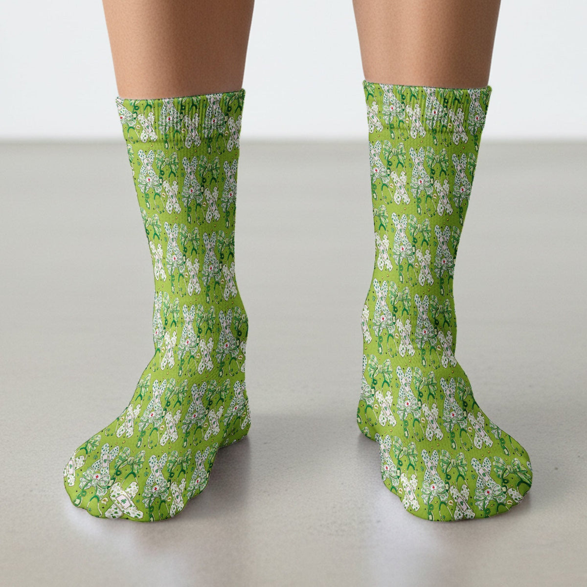 St Patrick Shamrock Stethoscope Nurse Socks