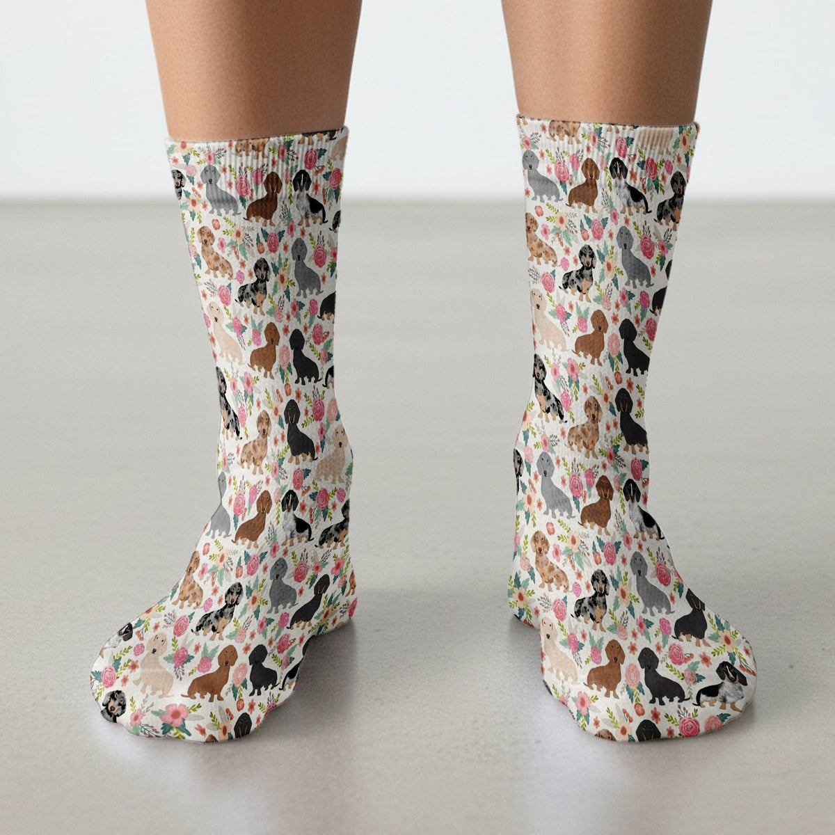 Adorable Dachshund Floral Nurse Socks