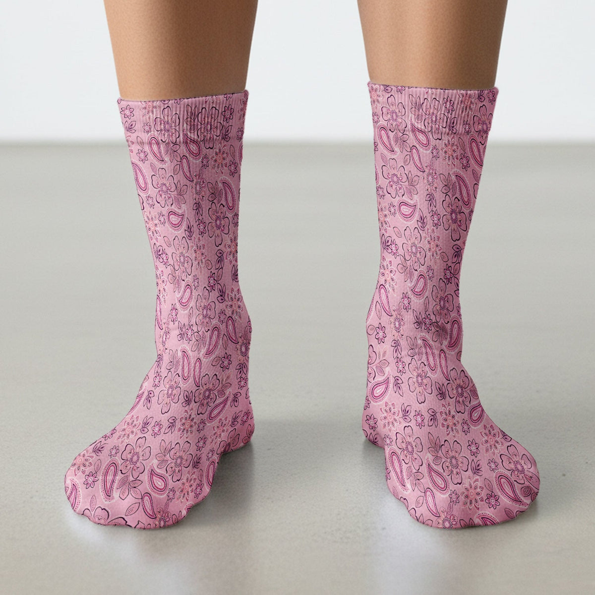 Pink Paisley Floral Nurse Socks