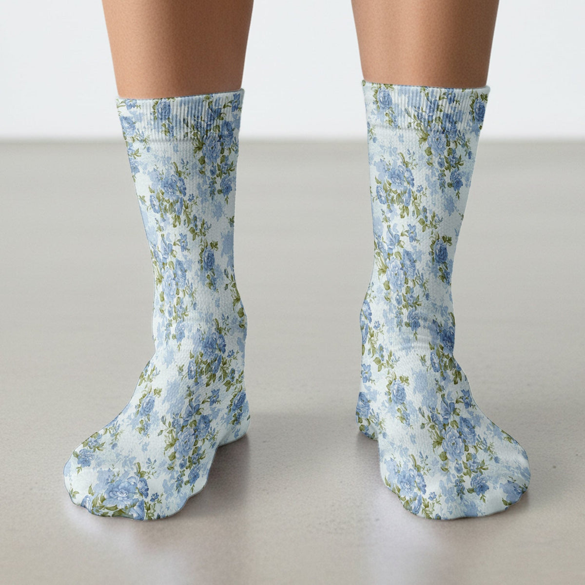 Cute Blue Floral Nurse Socks