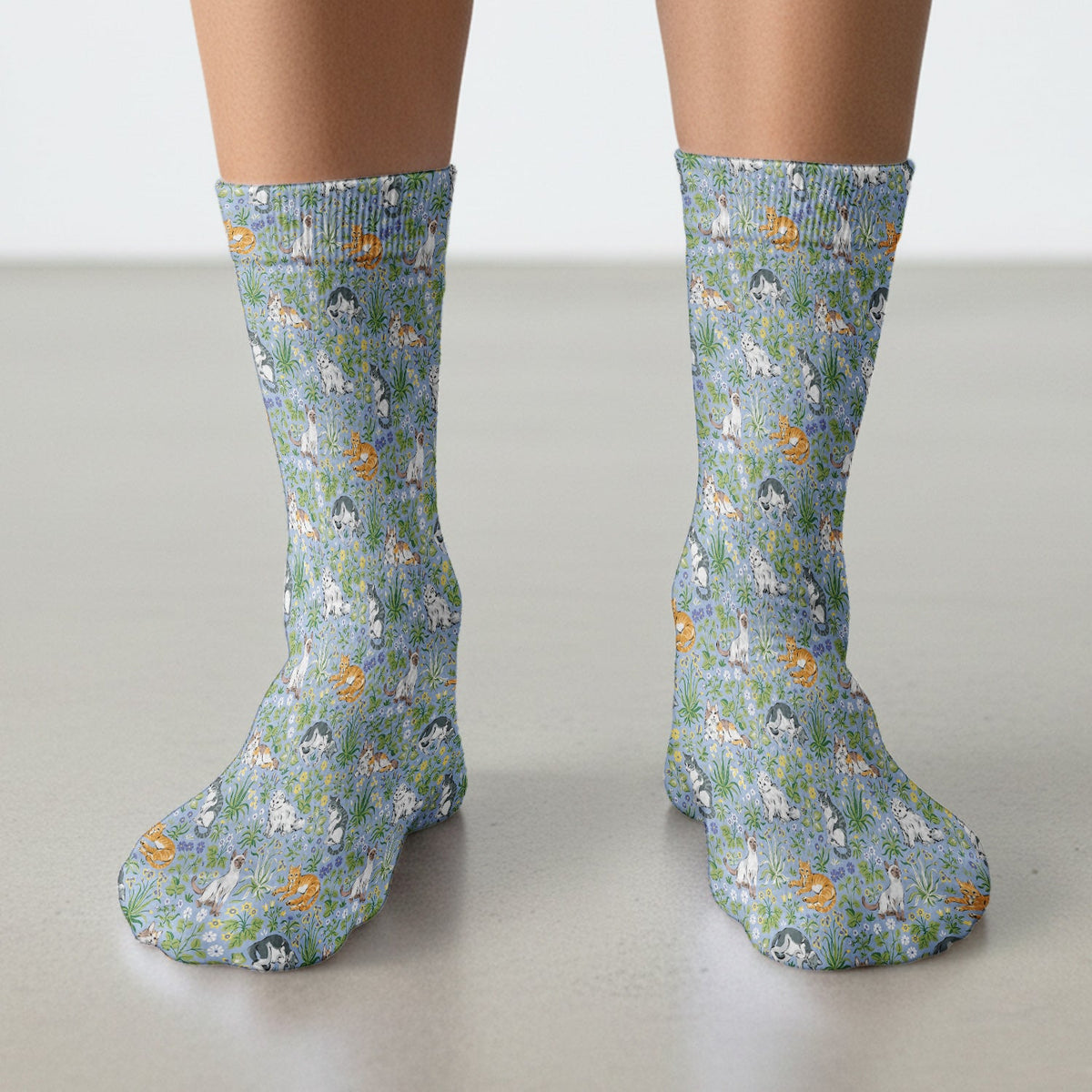 Floral Cat Garden Nurse Socks