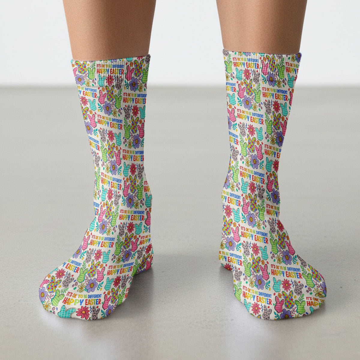 Bunny Floral Nurse Socks - Easter Gift