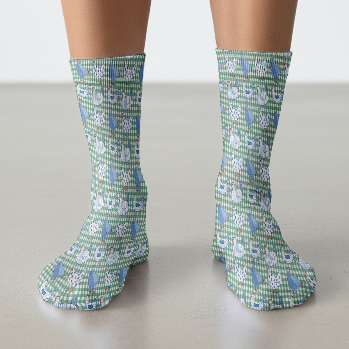 Blue Chicken Gingham Nurse Socks