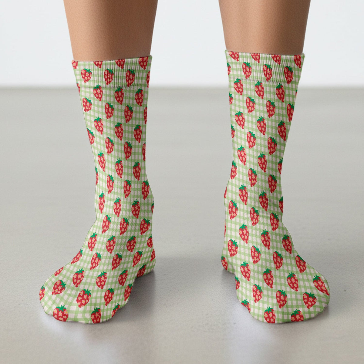 Sweet Strawberry Gingham Nurse Socks