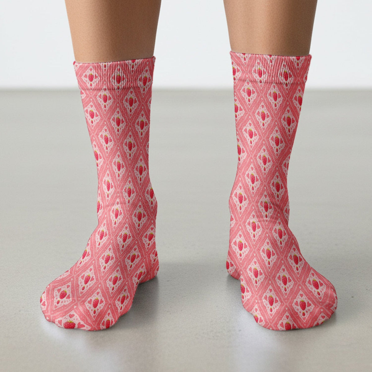 Sweet Red Cherry Gingham Pattern Nurse Socks