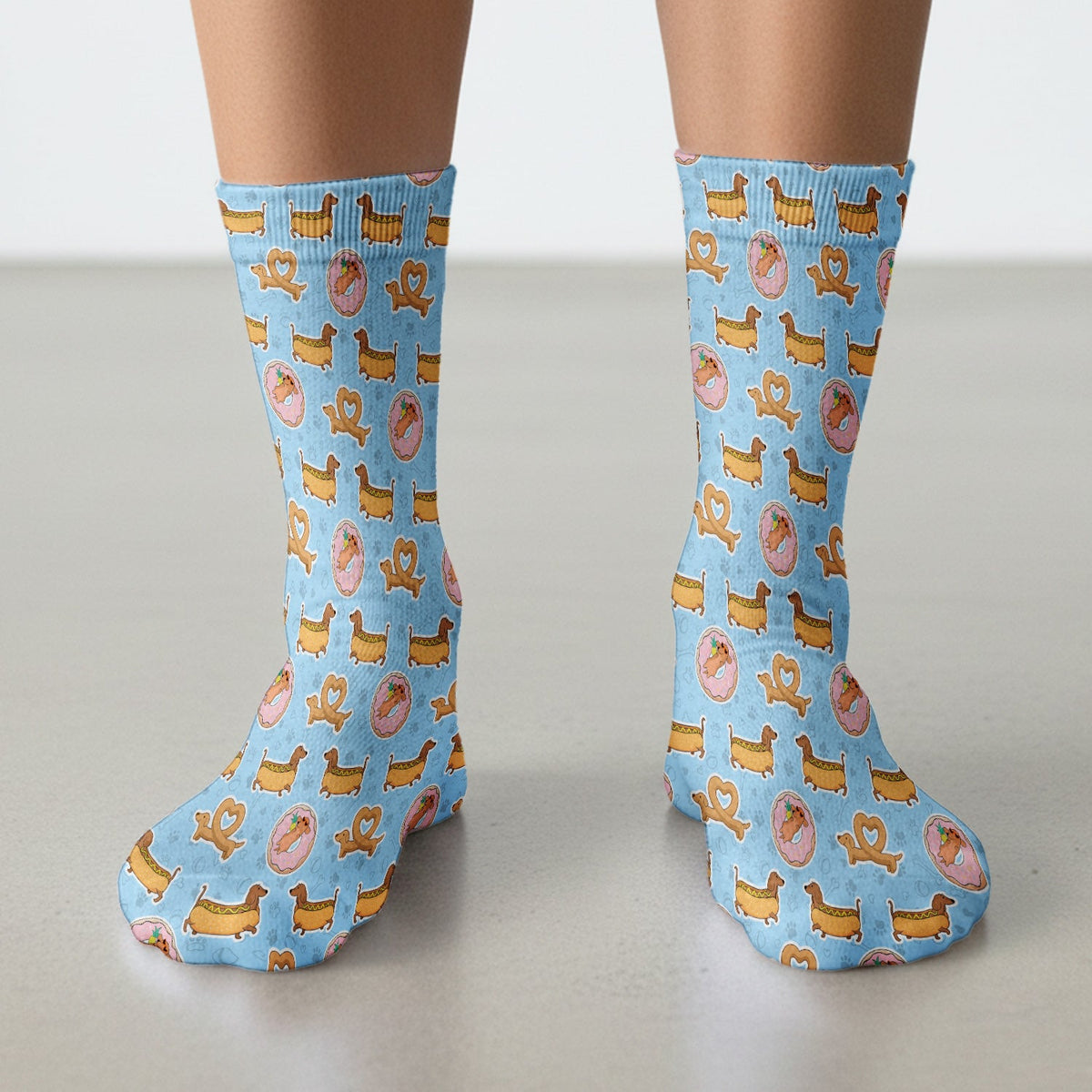 Dachshund Donut Heart Nurse Socks