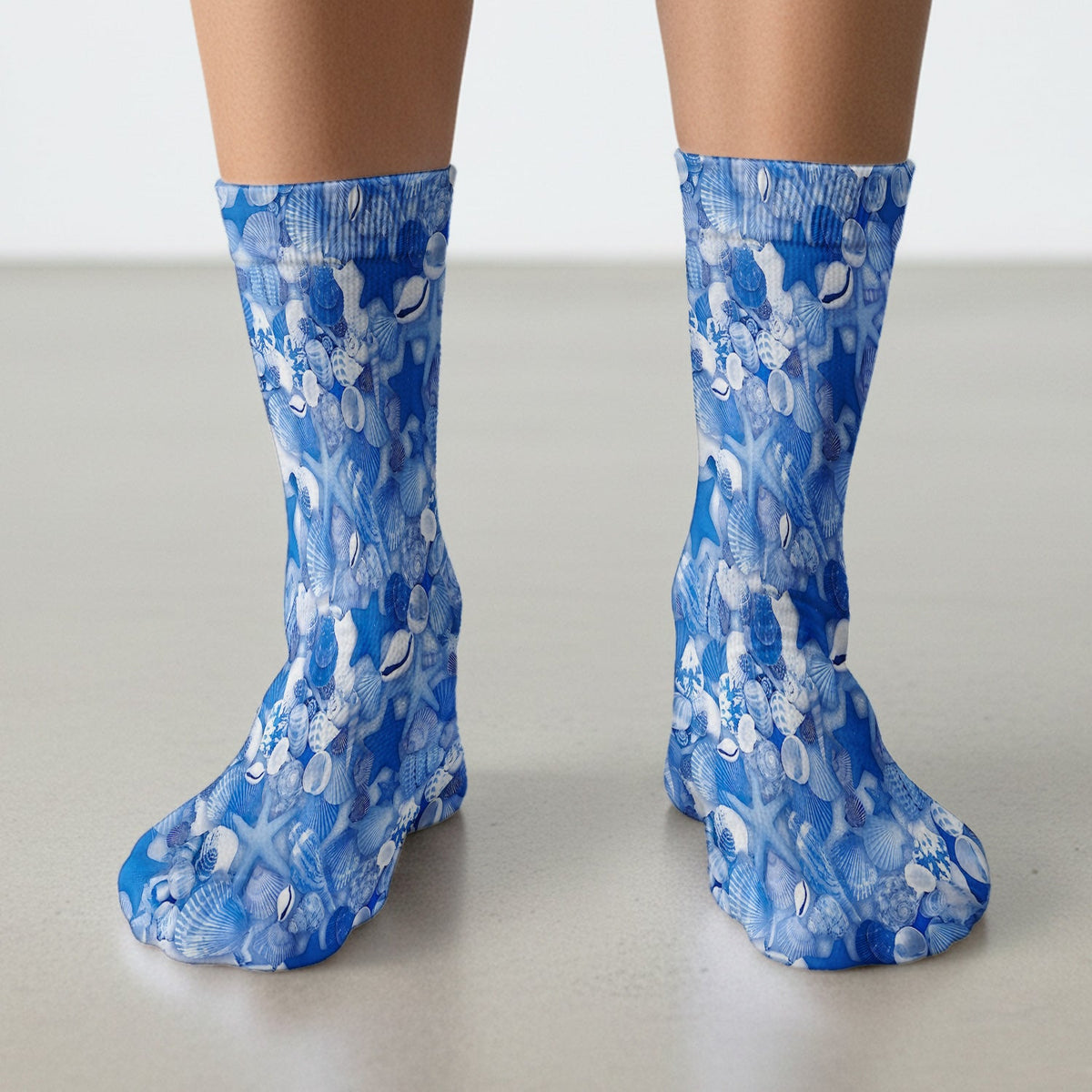 Blue Seashell Starfish Ocean Nurse Socks