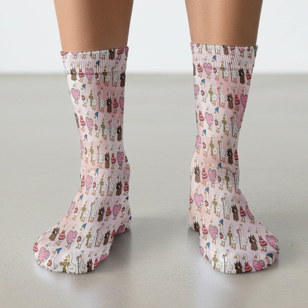 Goose Heart Illustration Nurse Socks - Valentines Day Gift