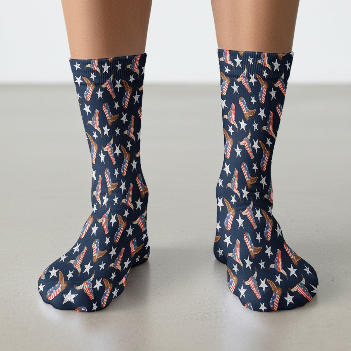 Western Boots Stars Nurse Socks