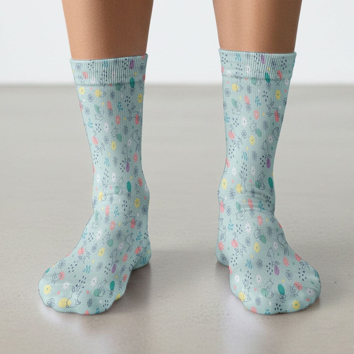 Whimsical Easter Bunny Eggs Nurse Socks