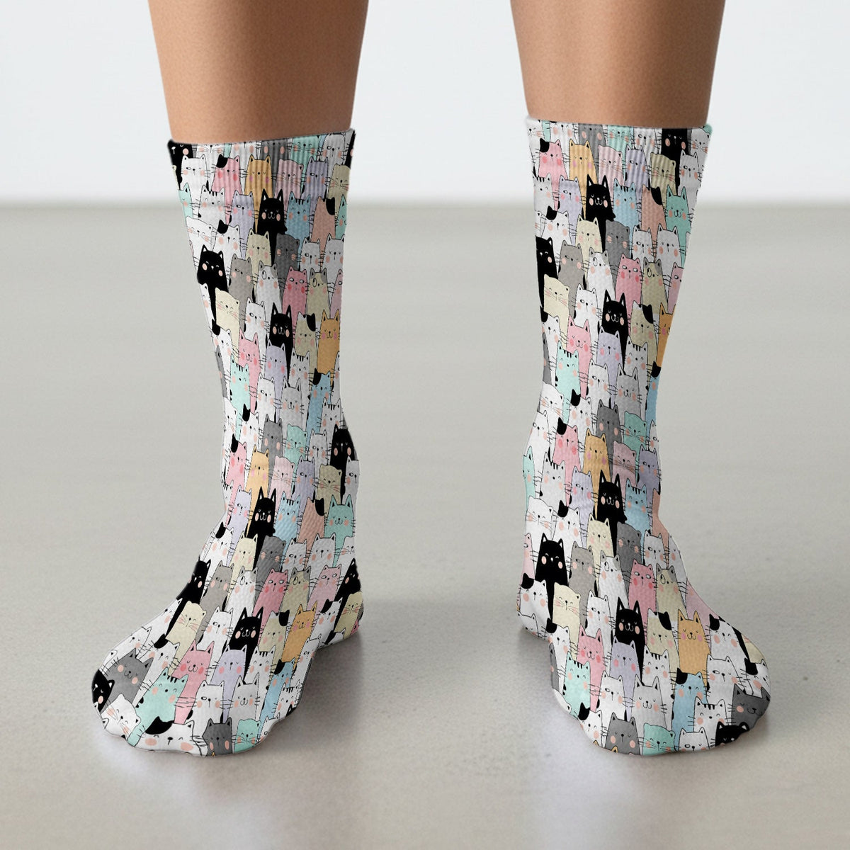Cartoon Cat Crowd Nurse Socks