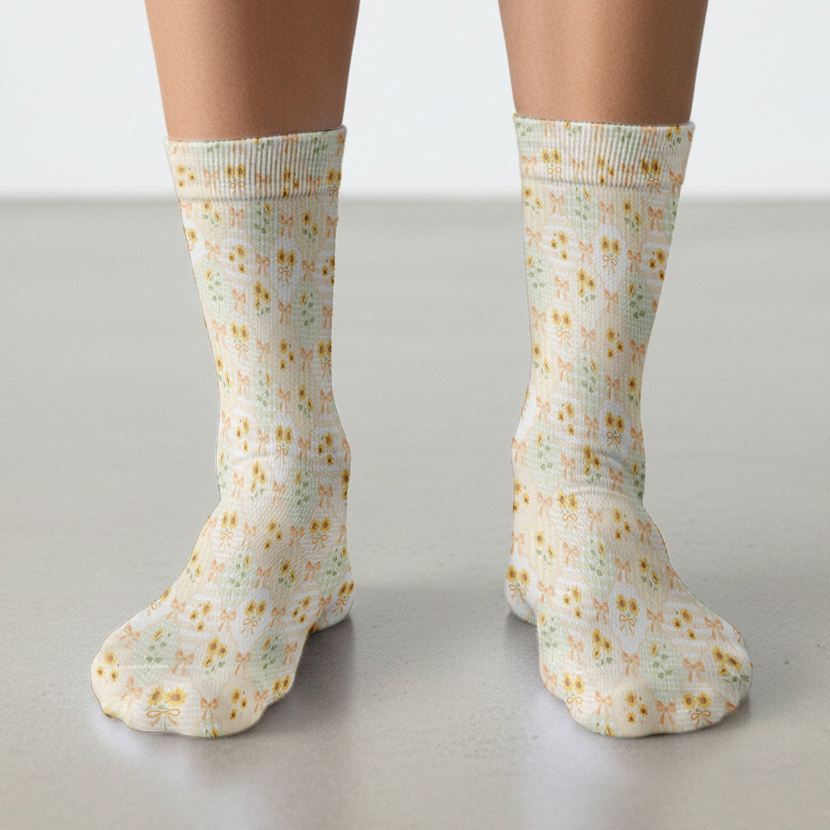 Sunflower Ribbon Patchwork Nurse Socks
